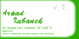 arpad kubanek business card